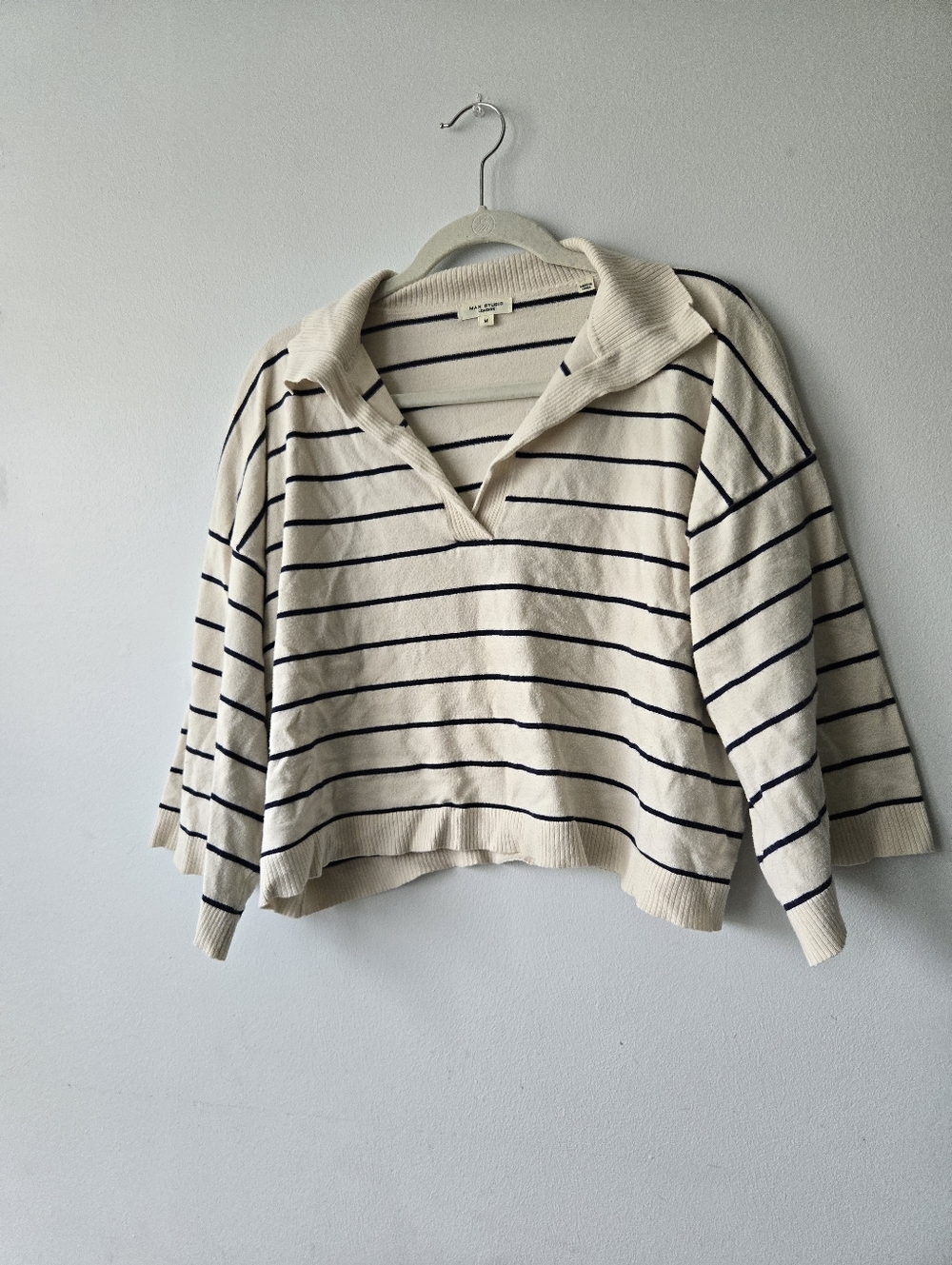 Max Studio Striped Cropped Top Medium